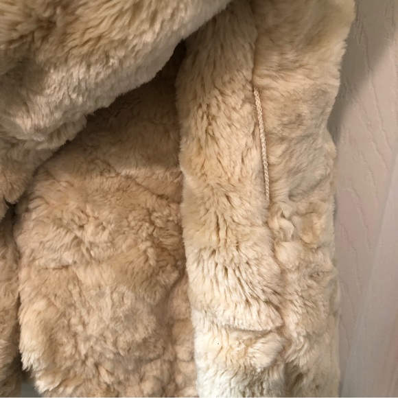 Wet Seal Vtg Cream Faux Fur Jacket Shawl Collar Sz L - Picture 3 of 9